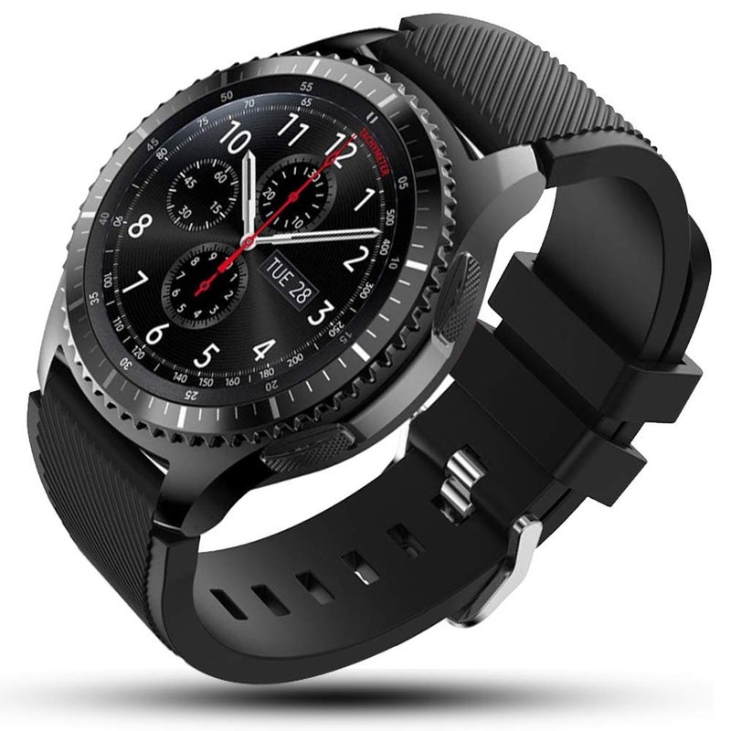 FanTEK Band for Galaxy Watch 3 45mm / Galaxy Watch 46mm / Gear S3 Watch, 22mm Silicone Sport Quick Release Replacement Strap for Moto 360 2nd Gen 46mm/ Pebble Time Steel Smart Watch, Black - Image 2
